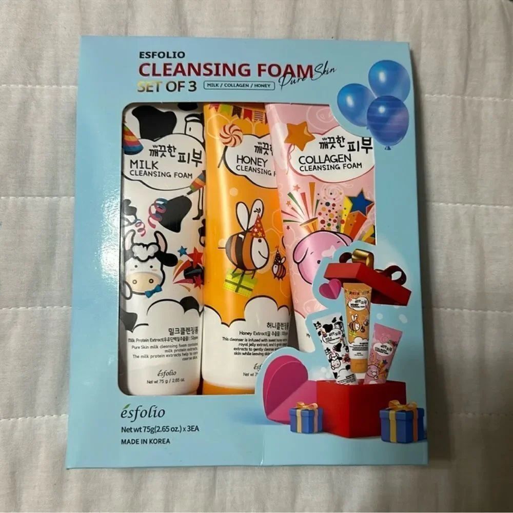 ESFOLIO SET OF 3 CLEANSING FOAM MILK COLLAGEN HONEY